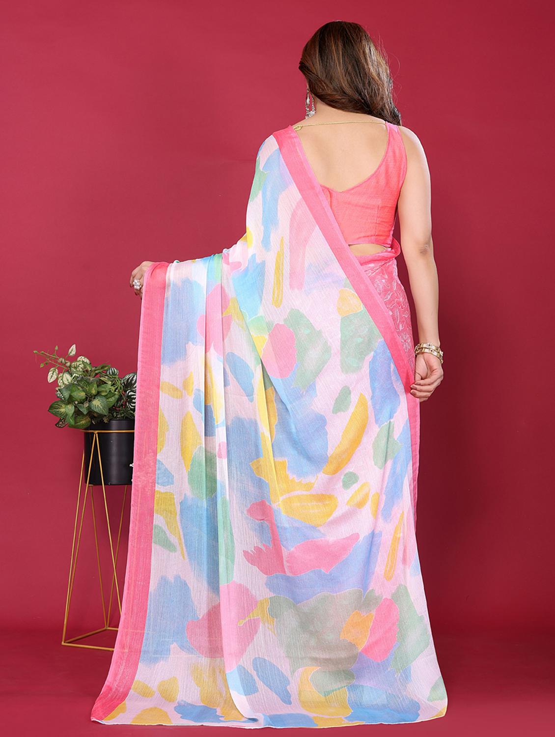 women printed half & half saree with blouse - 21949176 - Standard Image - 3