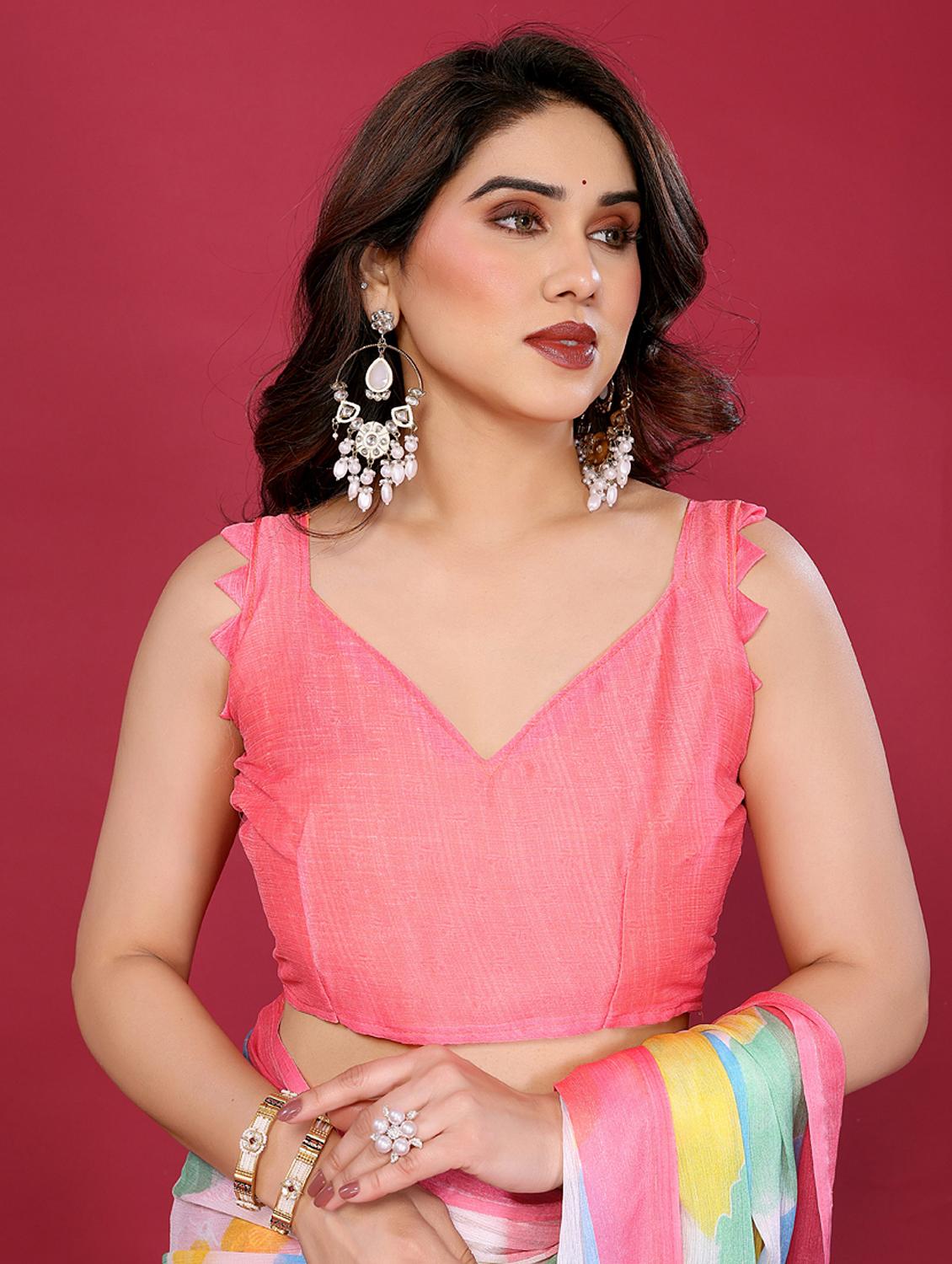 women printed half & half saree with blouse - 21949176 - Standard Image - 5
