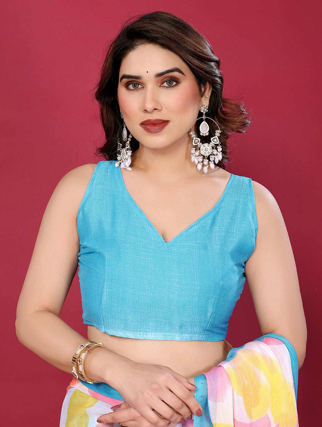 women printed half & half saree with blouse - 21949179 - Standard Image - 5
