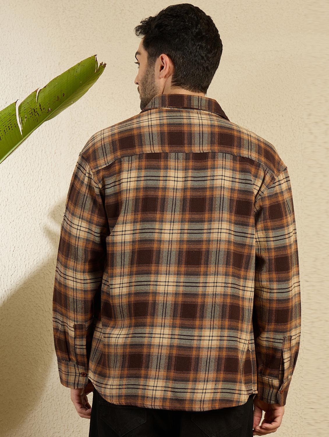 men checkered long sleeve oversized casual shirt - 21949181 - Standard Image - 3