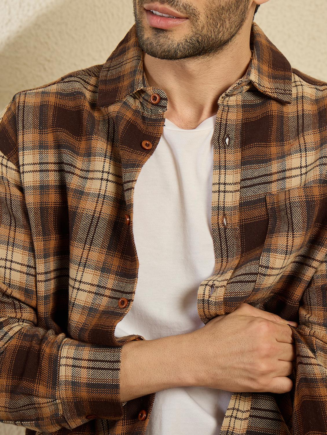 men checkered long sleeve oversized casual shirt - 21949181 - Standard Image - 5