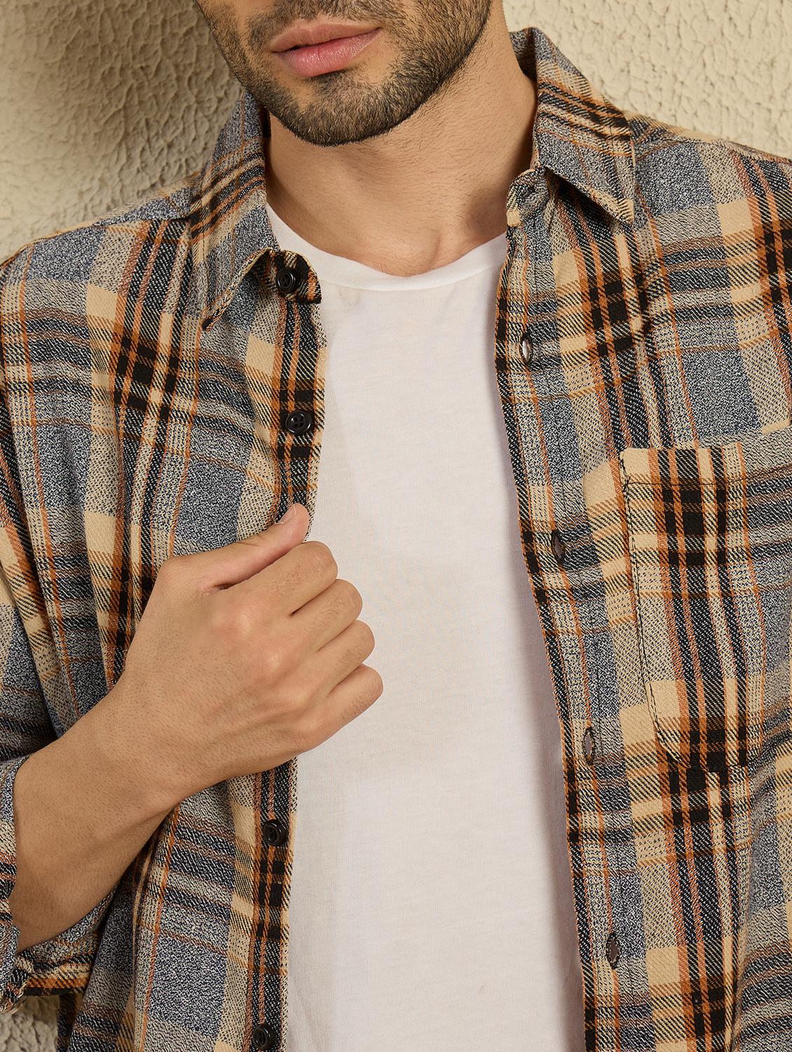 men checkered long sleeve oversized casual shirt - 21949182 - Standard Image - 5