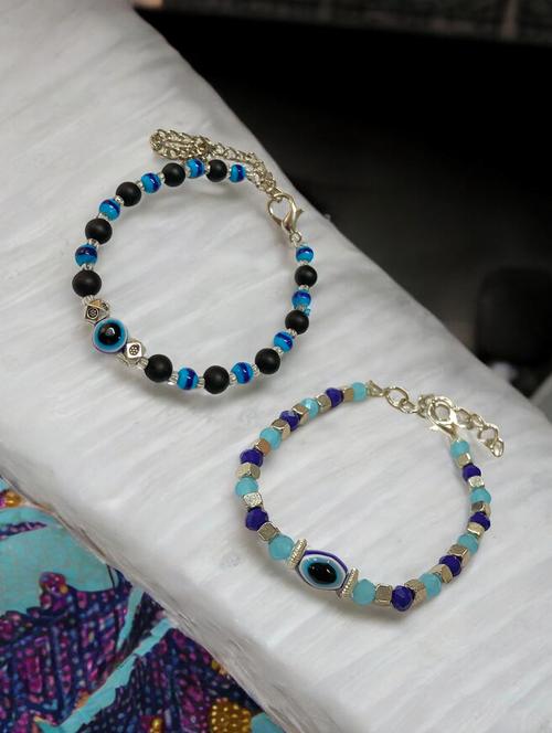 women pack of 2 beaded evil eye bracelet - 21949184 -  Standard Image - 0
