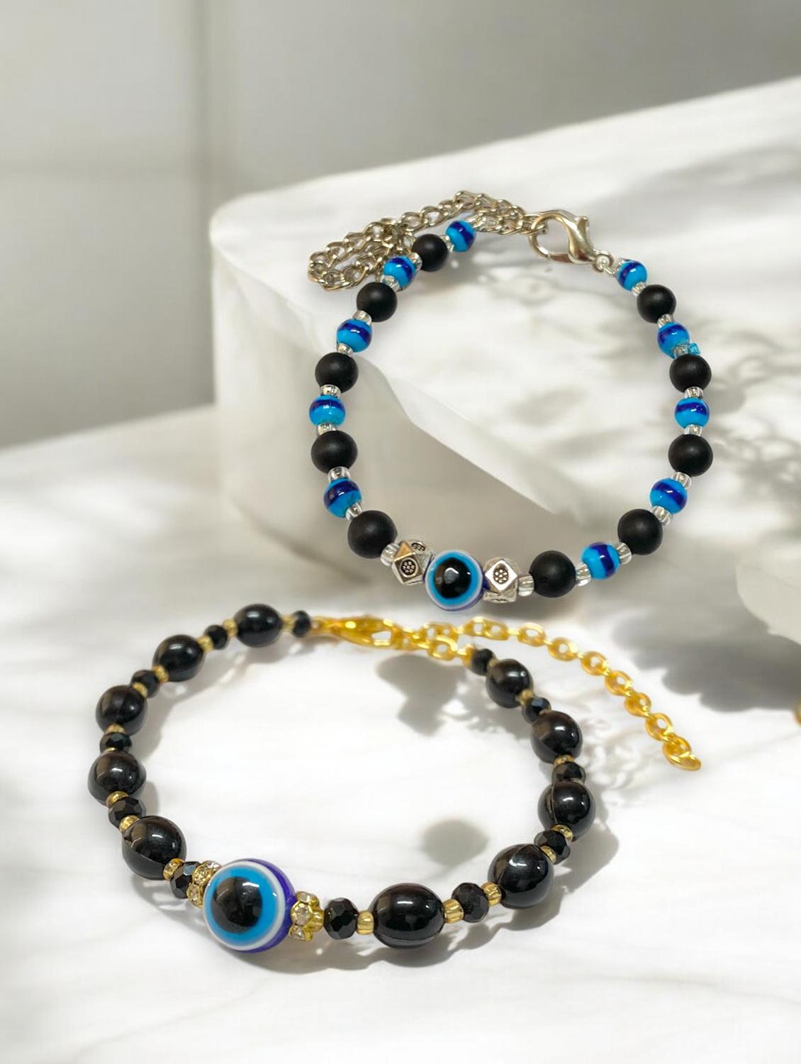women pack of 2 beaded evil eye bracelet