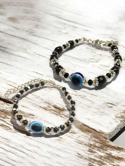 women pack of 2 beaded evil eye bracelet - 21949194 -  Standard Image - 0