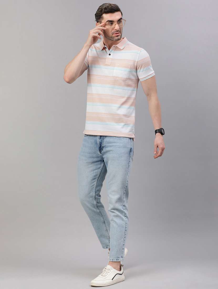 men striped short sleeve regular fit polo t-shirt - 21949212 -  Standard Image - 3
