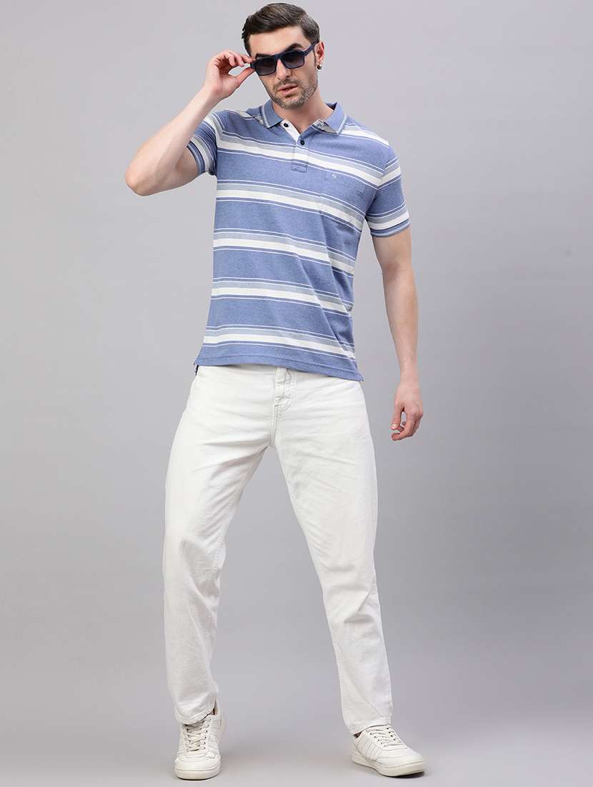 men striped short sleeve regular fit polo t-shirt - 21949213 -  Standard Image - 3