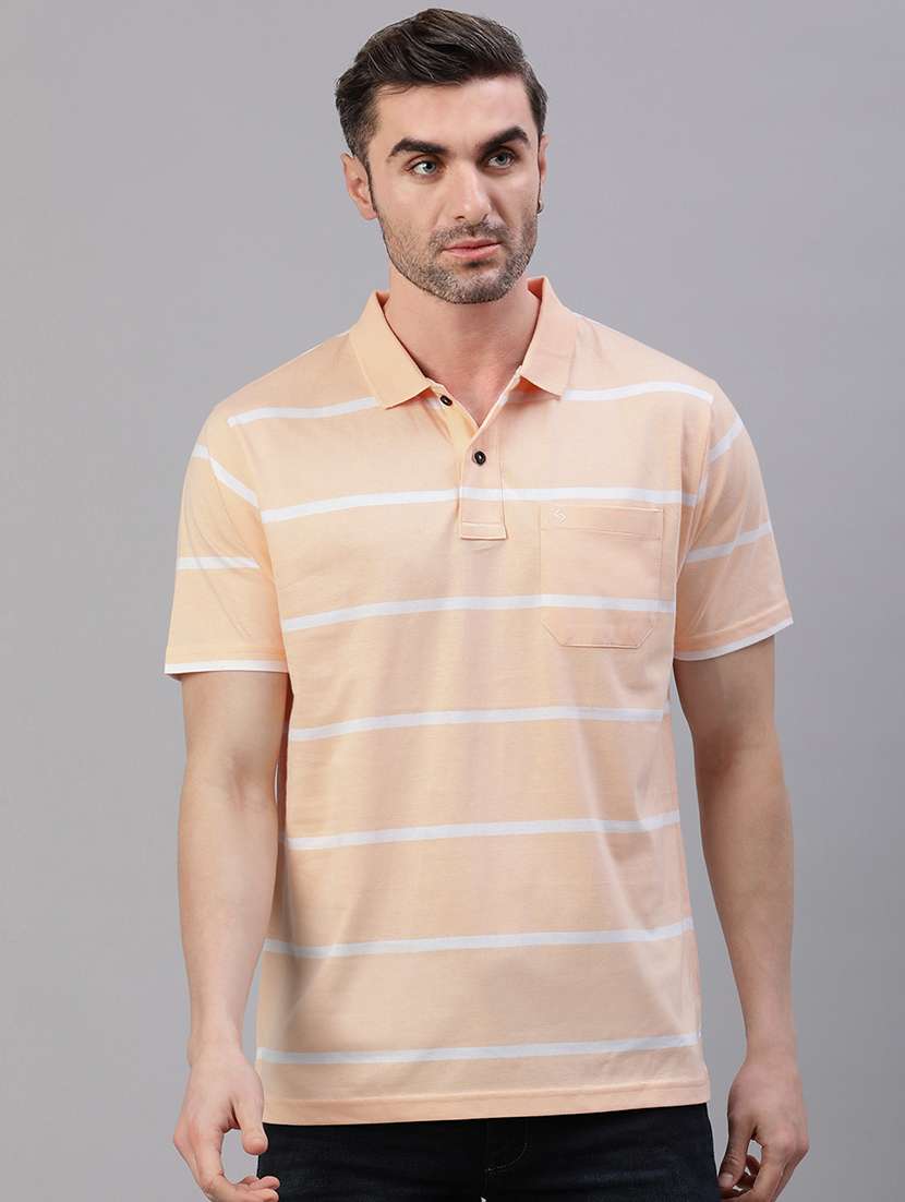 men striped short sleeve regular fit polo t-shirt