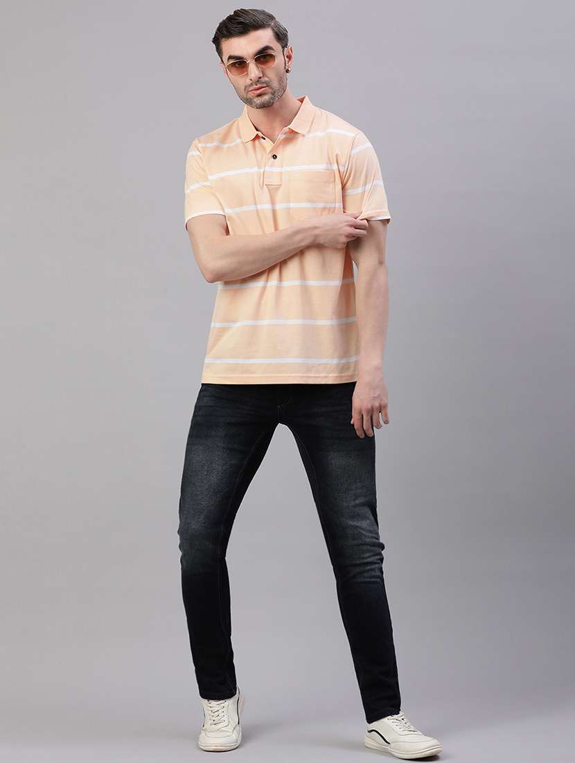 men striped short sleeve regular fit polo t-shirt - 21949219 -  Standard Image - 3