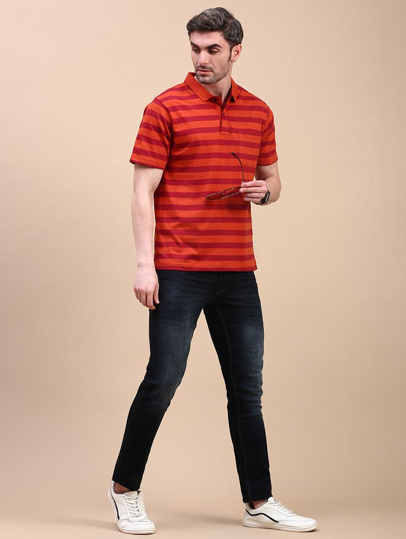 men striped short sleeve regular fit polo t-shirt - 21949220 - Standard Image - 3
