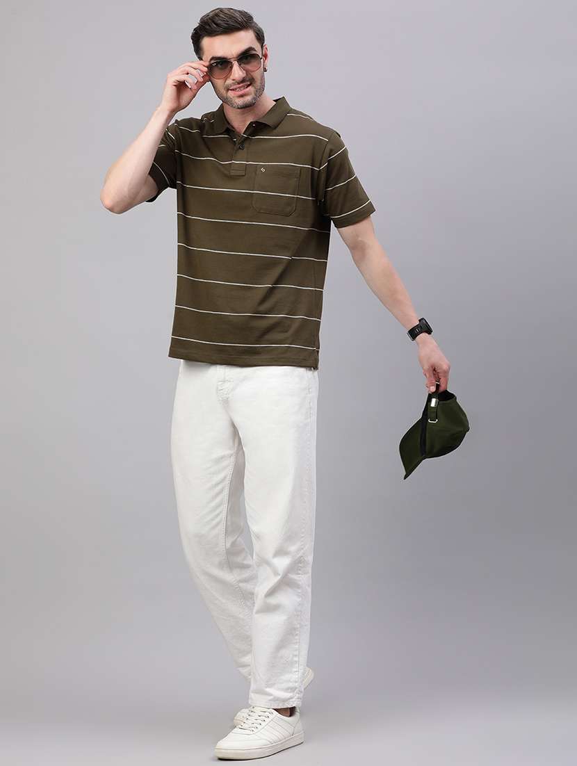 men striped short sleeve regular fit polo t-shirt - 21949223 -  Standard Image - 3