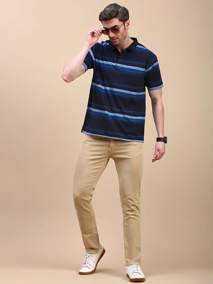 men striped short sleeve regular fit polo t-shirt - 21949225 -  Standard Image - 3