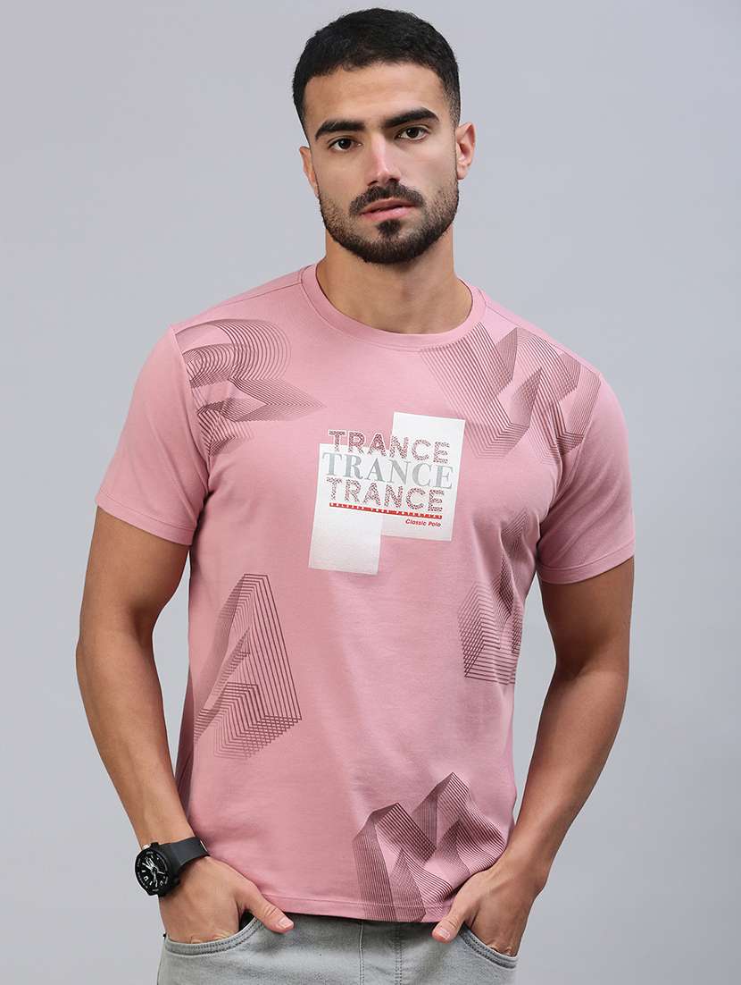 men front print short sleeve regular fit t-shirt