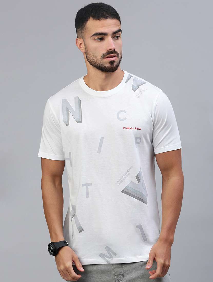 men front print short sleeve regular fit t-shirt