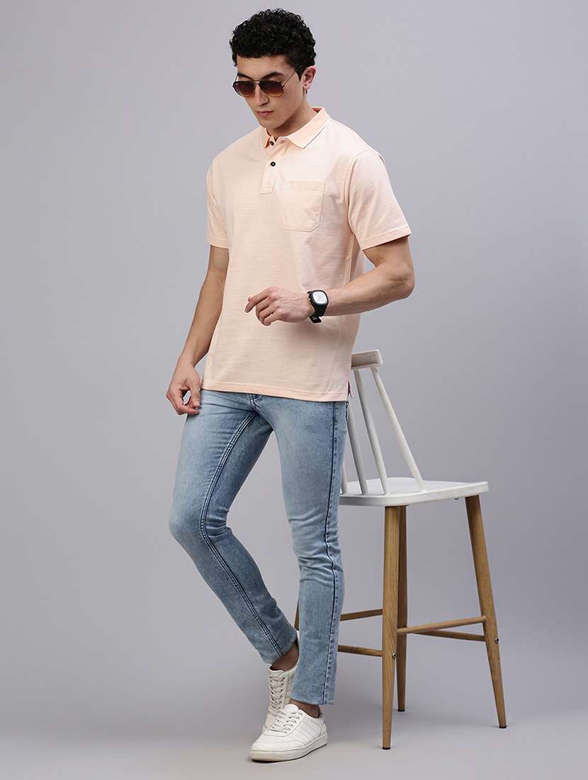 men striped short sleeve slim fit polo t-shirt - 21949232 -  Standard Image - 3