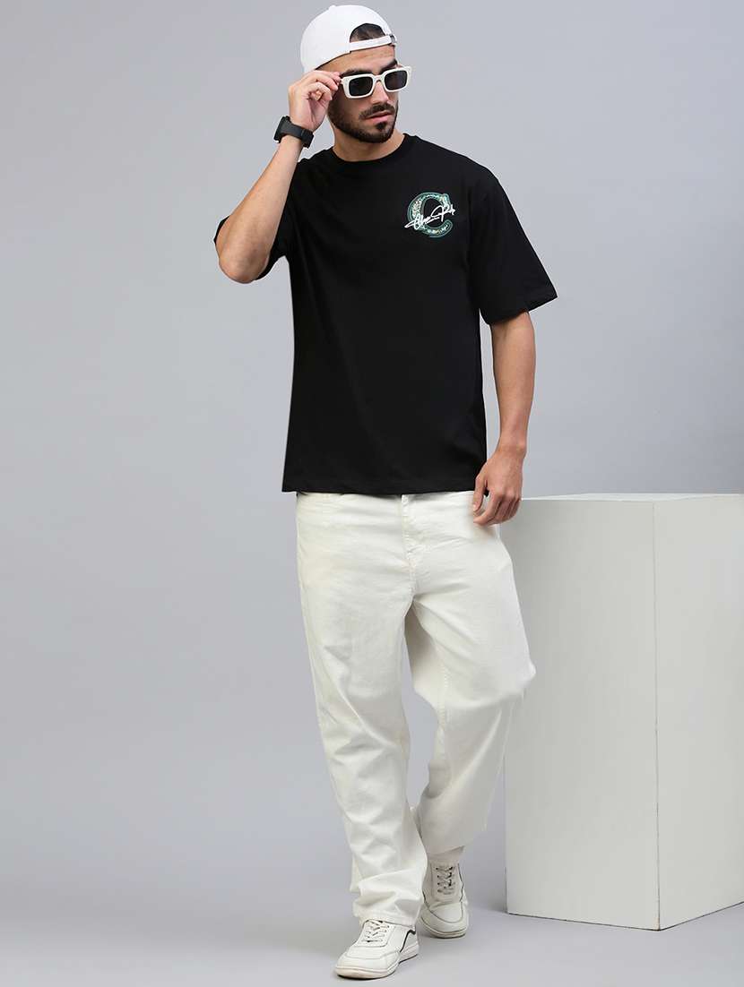 men front & back print round neck oversized t-shirt - 21949234 -  Standard Image - 3