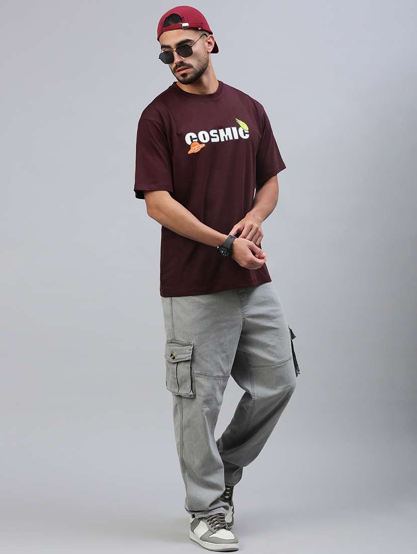 men front & back print round neck oversized t-shirt - 21949235 -  Standard Image - 3