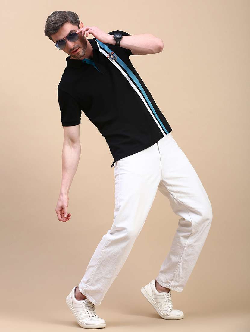 men striped short sleeve slim fit polo t-shirt - 21949239 -  Standard Image - 3