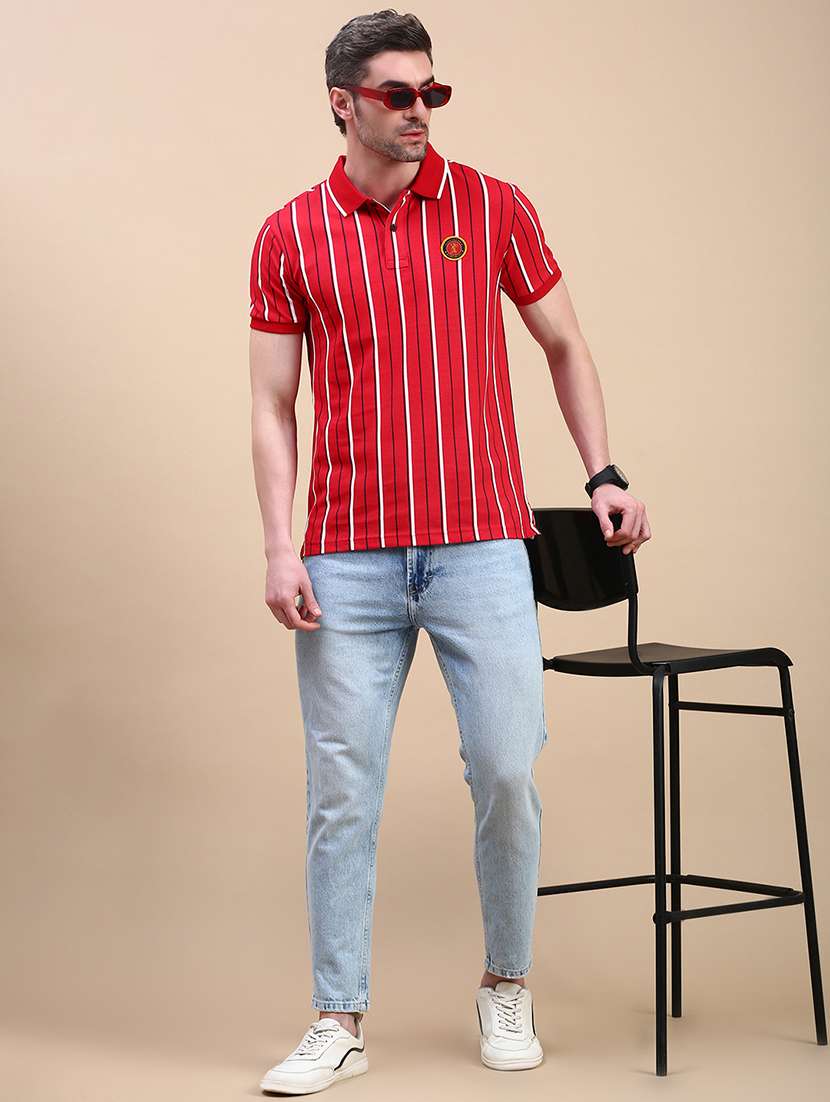 men striped short sleeve regular fit polo t-shirt - 21949240 -  Standard Image - 3