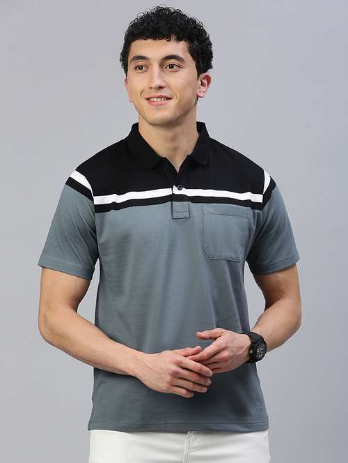 men color block short sleeve regular fit polo t-shirt - 21949246 - Standard Image - 0