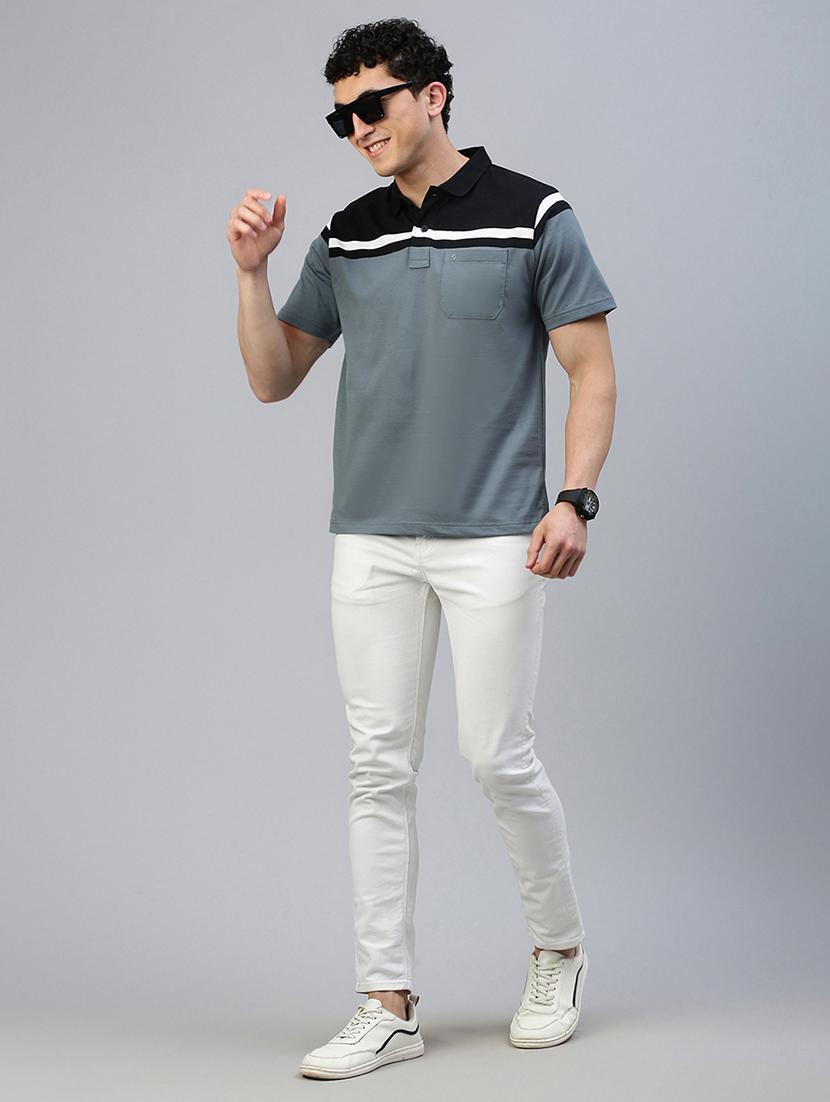 men color block short sleeve regular fit polo t-shirt - 21949246 - Standard Image - 3