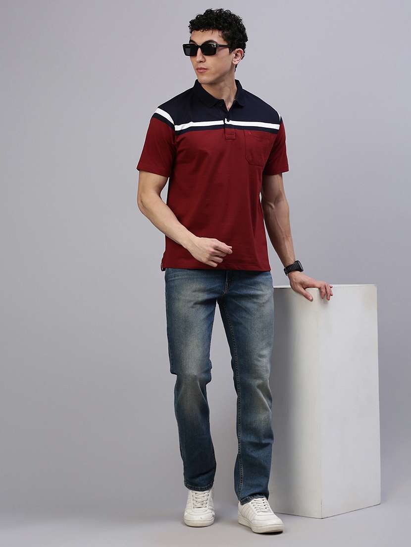 men color block short sleeve regular fit polo t-shirt - 21949247 -  Standard Image - 3