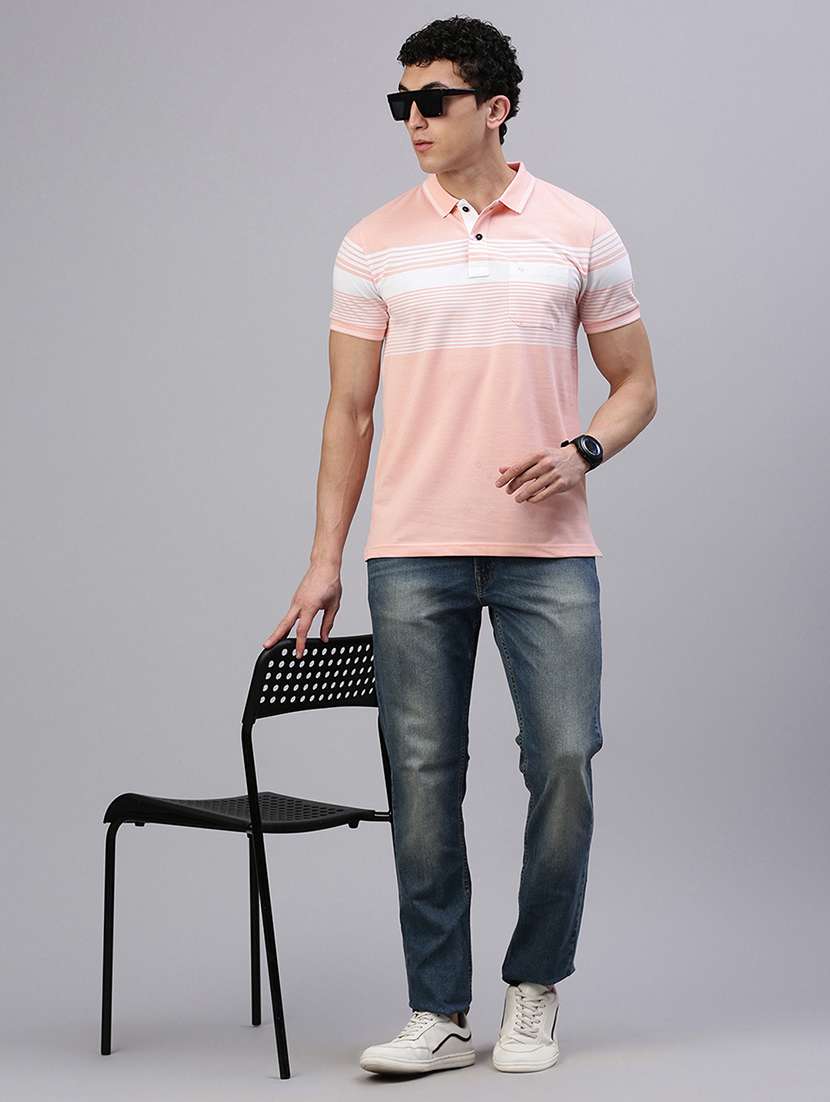 men striped short sleeve regular fit polo t-shirt - 21949248 -  Standard Image - 3