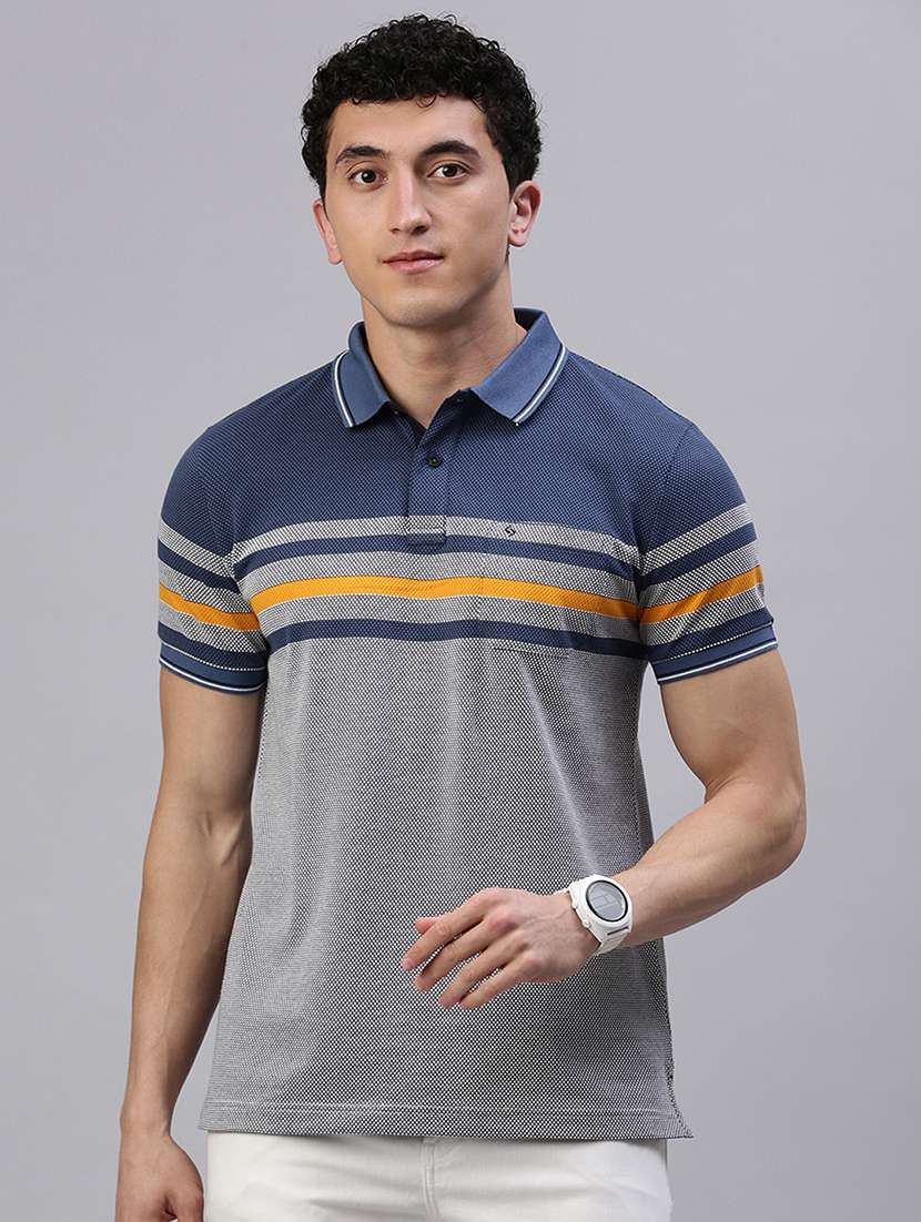 men color block short sleeve regular fit polo t-shirt
