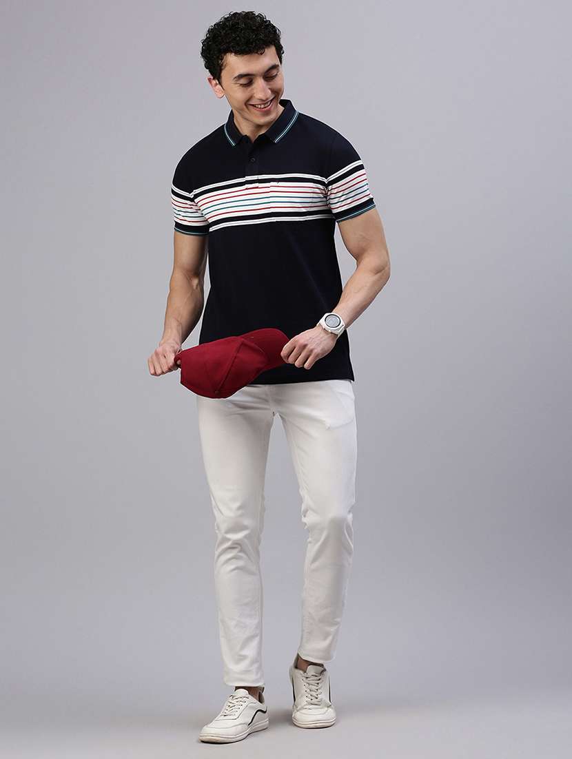 men striped short sleeve regular fit polo t-shirt - 21949255 -  Standard Image - 3