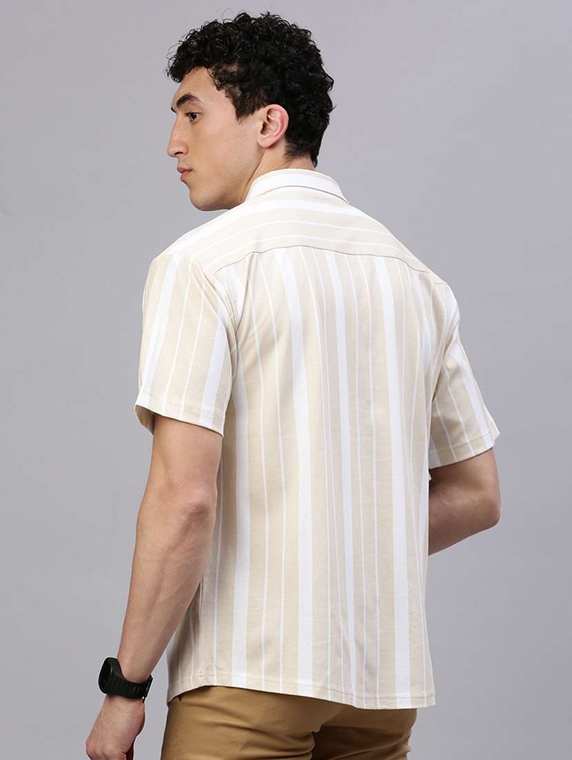 men striped short sleeve regular fit casual shirt - 21949256 -  Standard Image - 3
