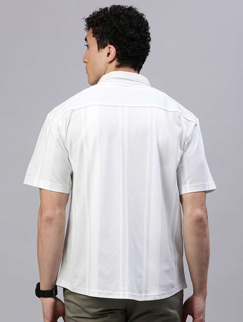 men striped short sleeve regular fit casual shirt - 21949258 -  Standard Image - 3