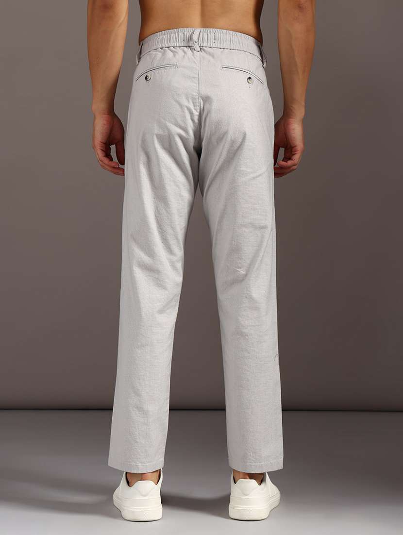 men solid mid rise chinos casual trouser - 21949383 -  Standard Image - 3