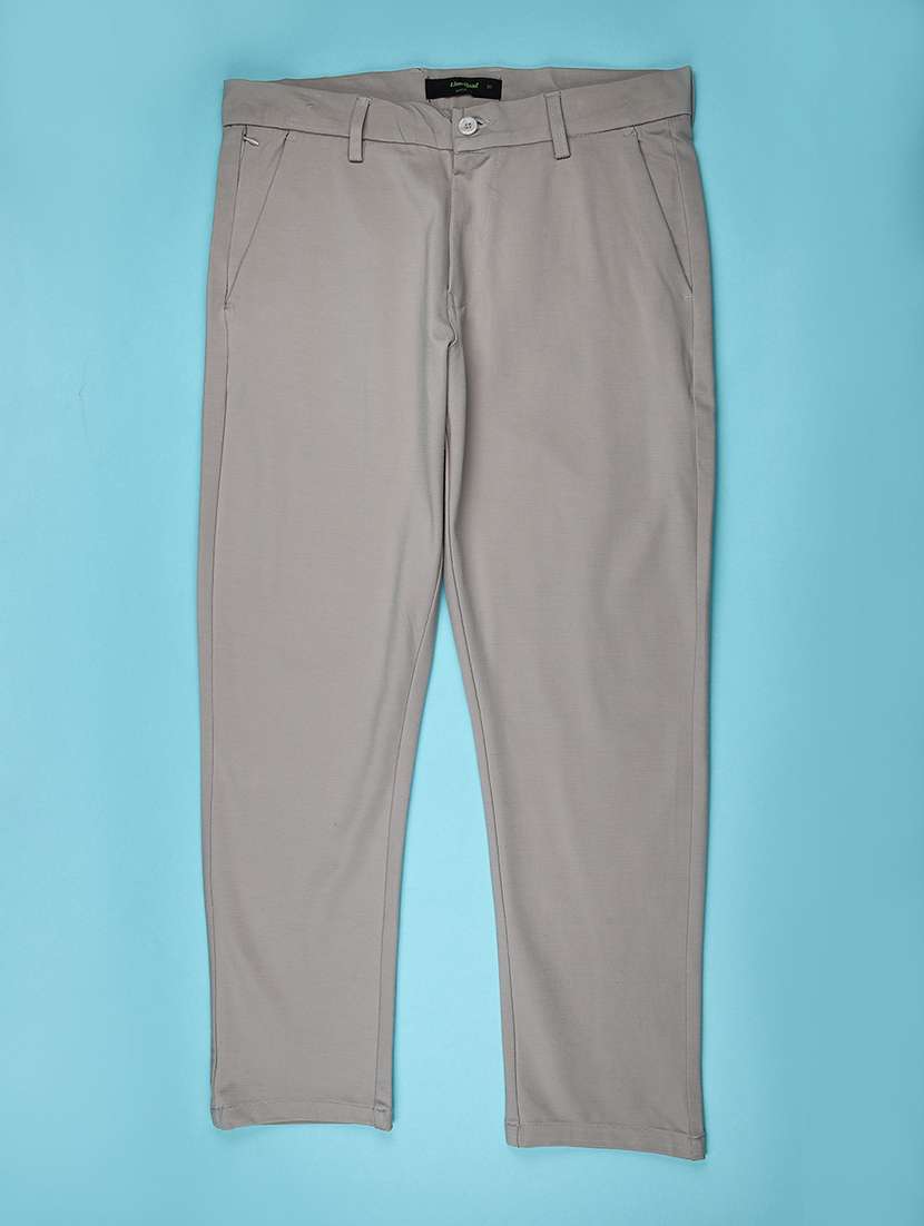 men solid mid rise chinos 