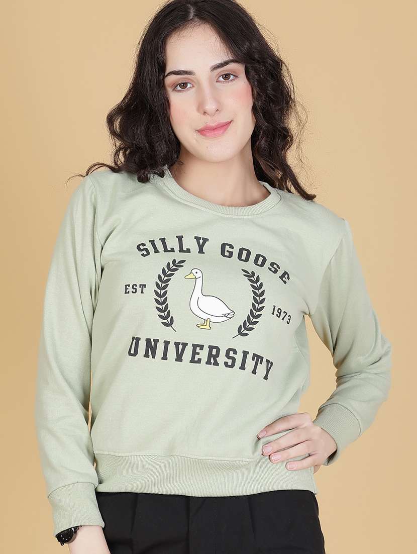 women front printed long sleeve sweatshirt