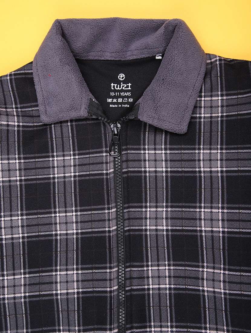 boys checkered collared long sleeve shacket - 21949443 -  Standard Image - 3