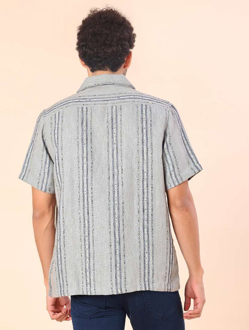 men striped short sleeve regular fit casual shirt - 21949445 -  Standard Image - 3