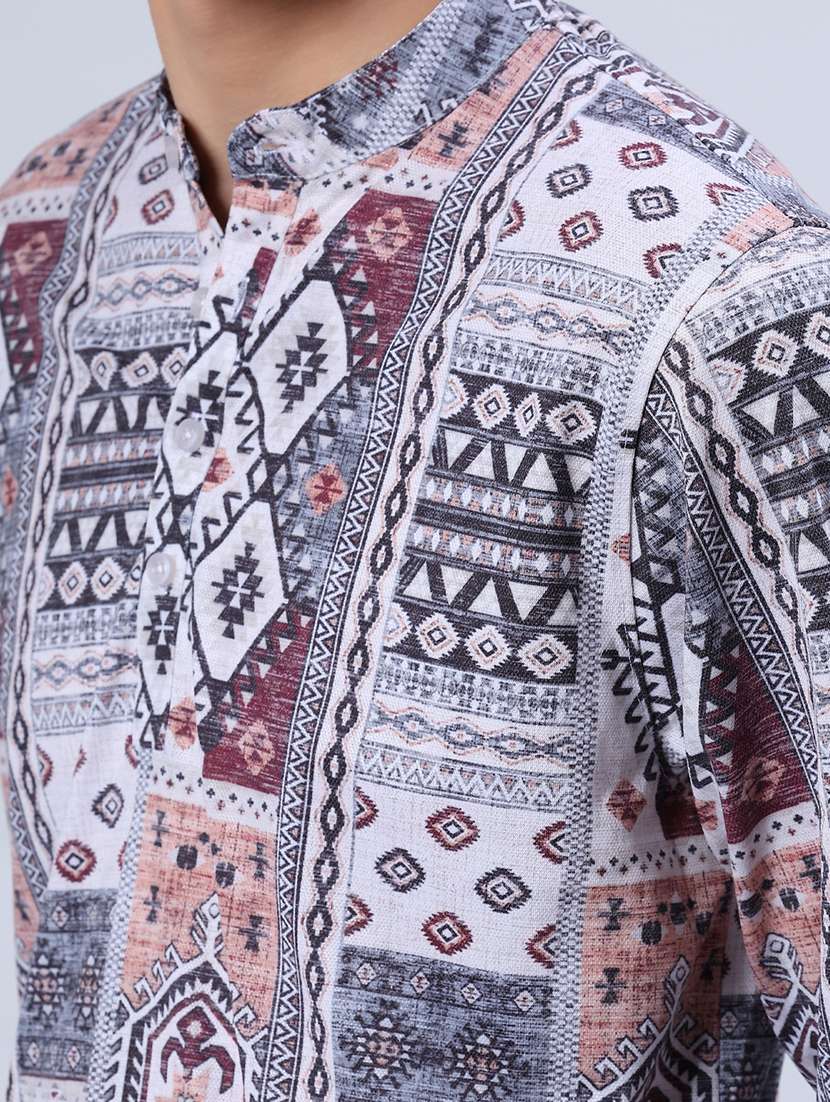 men printed long sleeve short kurta - 21949446 -  Standard Image - 3