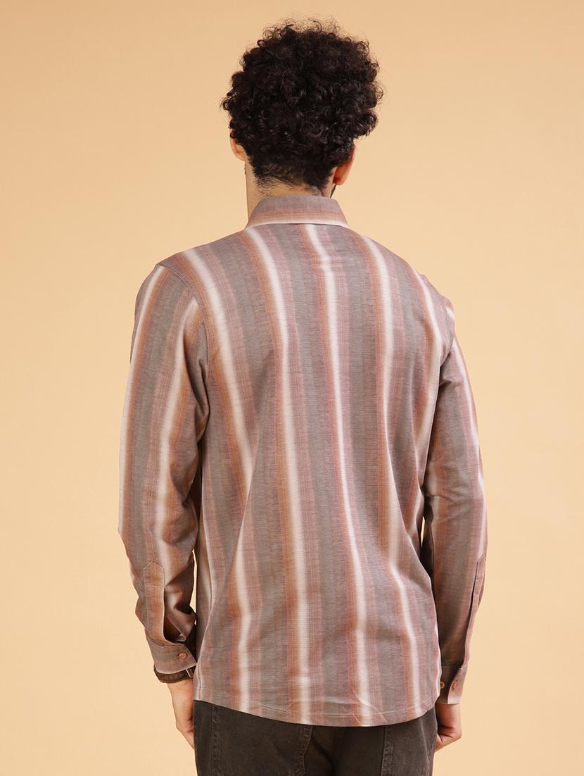 men striped collared long sleeve shirt - 21949448 - Standard Image - 3