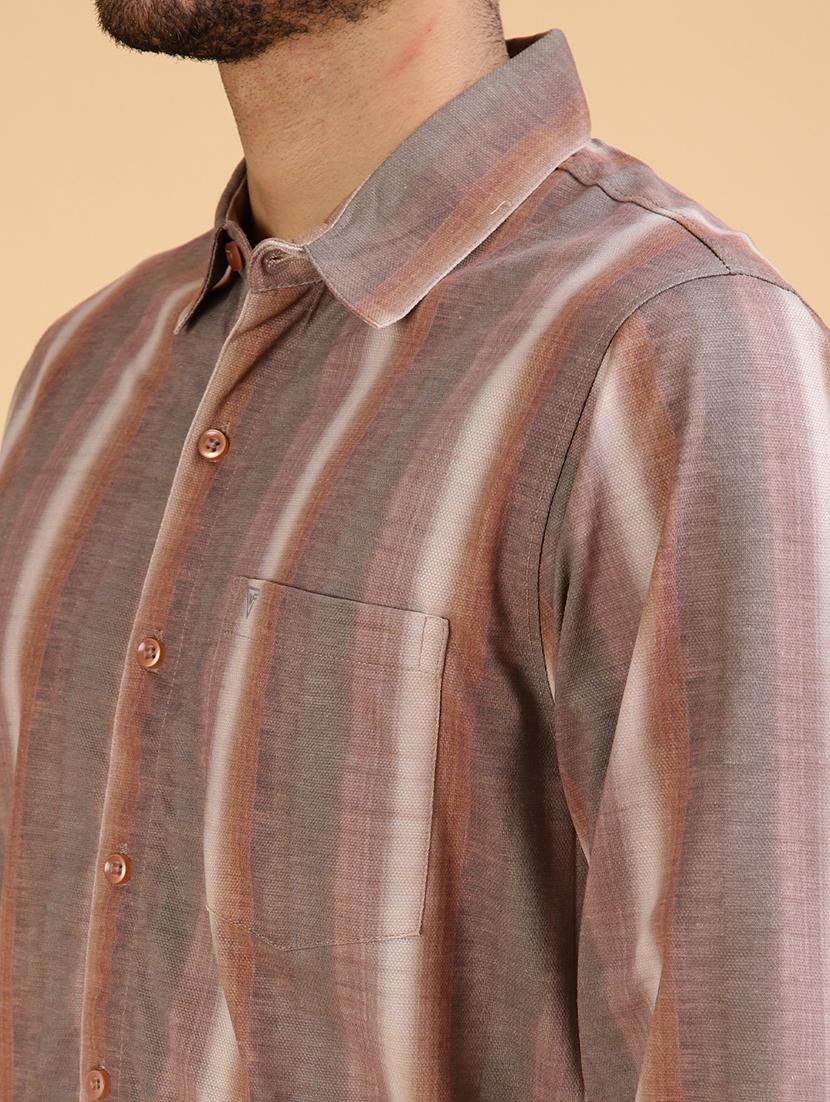 men striped collared long sleeve shirt - 21949448 - Standard Image - 5