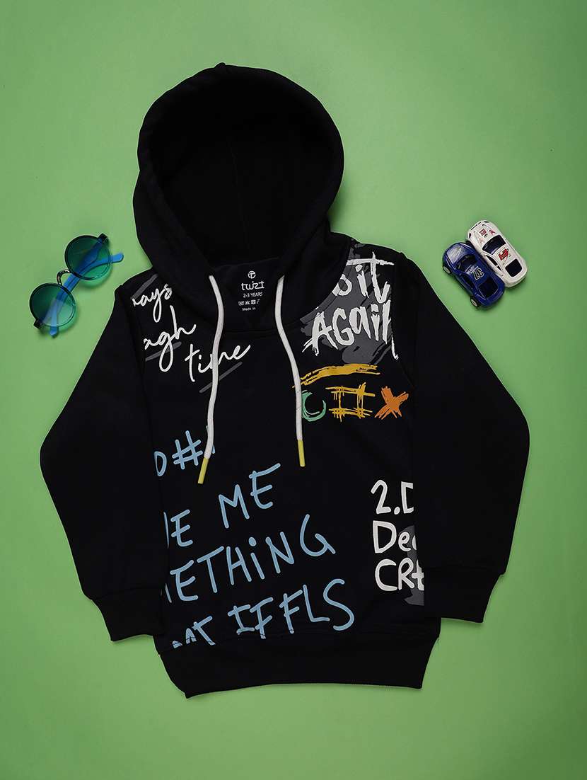 boys printed long sleeve hooded sweatshirt