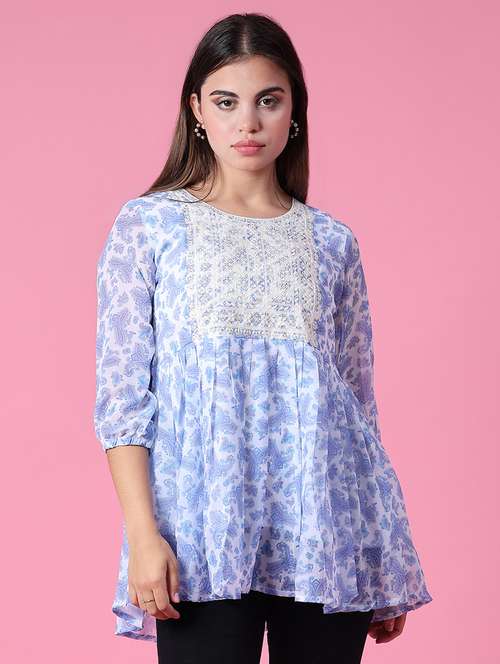 women printed three quarter sleeve kurti - 21949531 -  Standard Image - 0