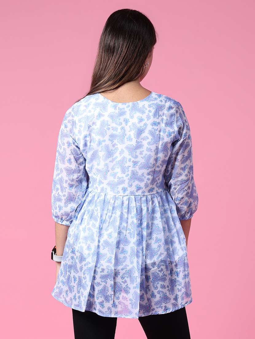 women printed three quarter sleeve kurti - 21949531 -  Standard Image - 3