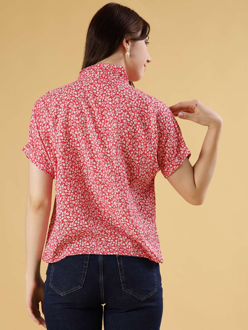 women printed short sleeve boxy shirt - 21949543 - Standard Image - 3