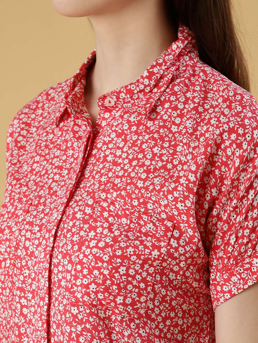women printed short sleeve boxy shirt - 21949543 - Standard Image - 5
