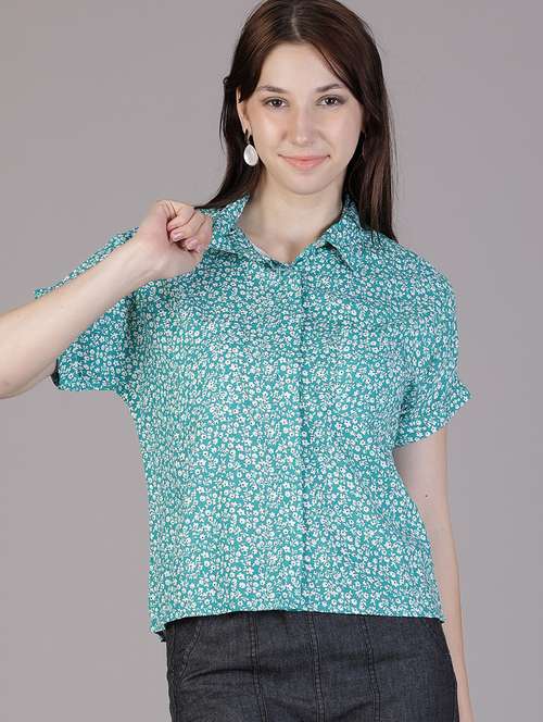 women printed collared short sleeve regular fit shirt - 21949544 -  Standard Image - 0