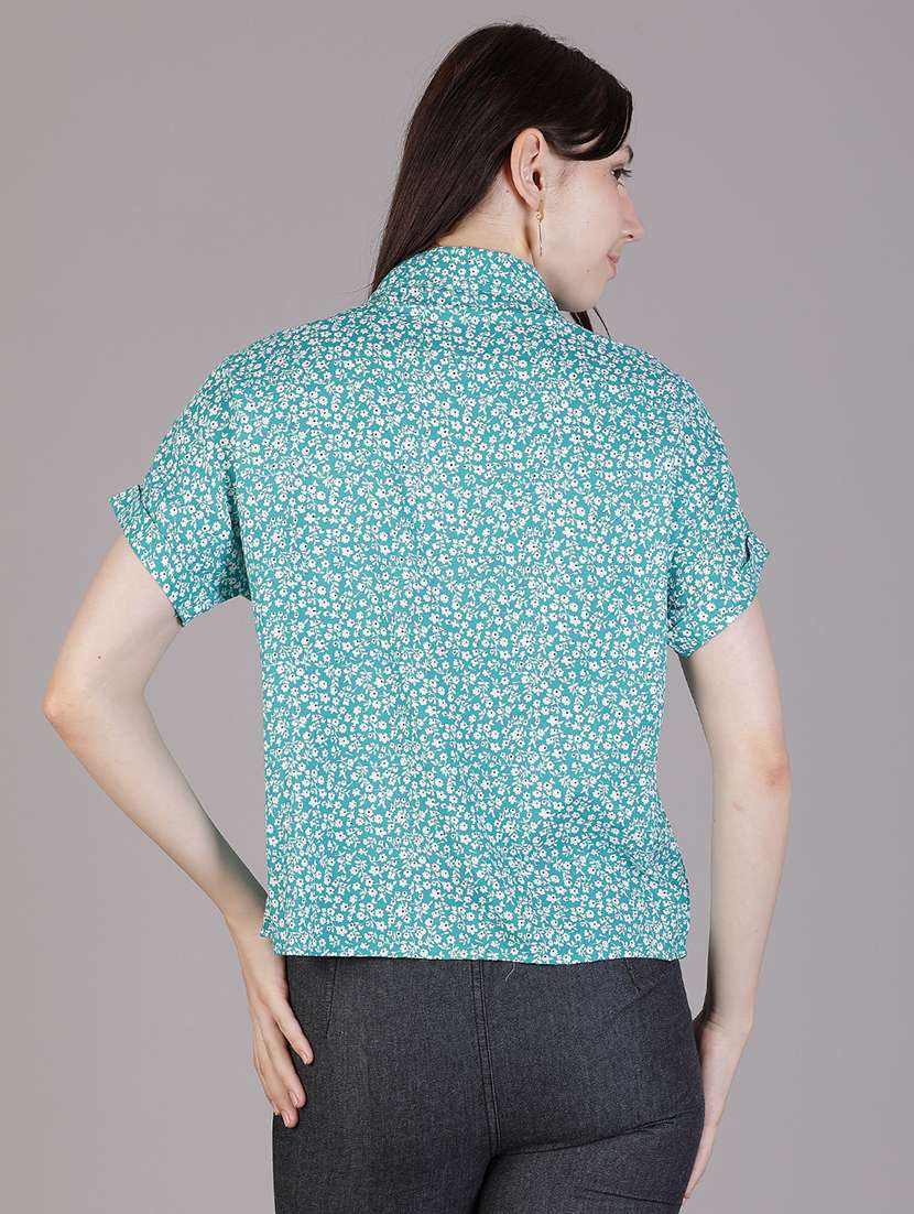 women printed collared short sleeve regular fit shirt - 21949544 - Standard Image - 3