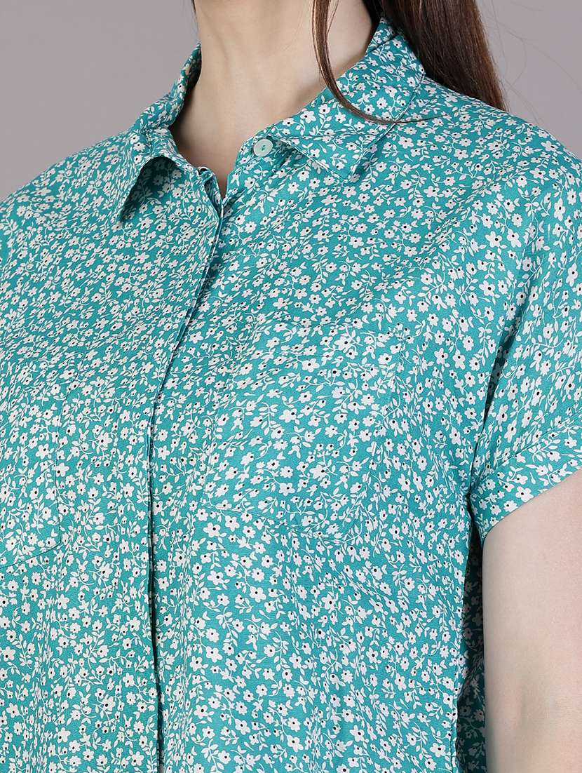 women printed collared short sleeve regular fit shirt - 21949544 - Standard Image - 5