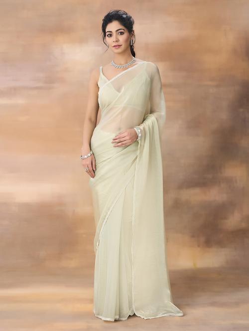 women solid plain saree with blouse - 21949590 - Standard Image - 0