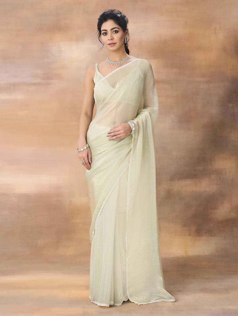 women solid plain saree with blouse