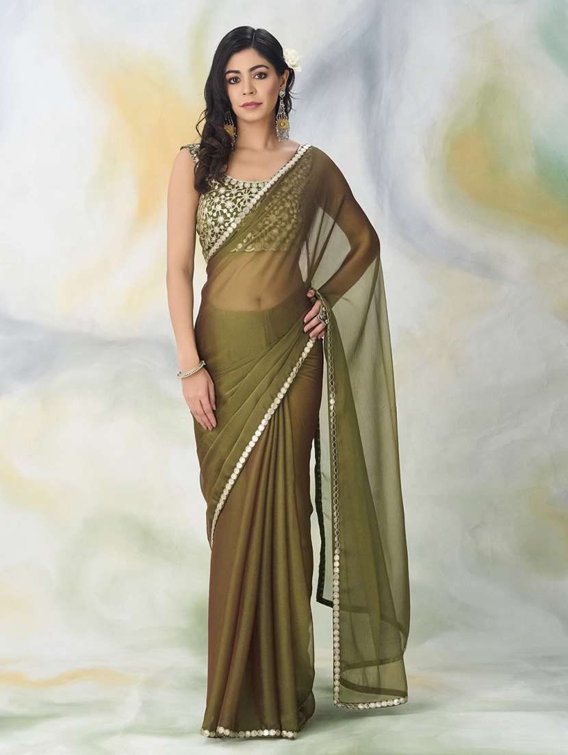 women solid plain saree with blouse